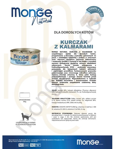 MONGE NATURAL CHICKEN WITH SQUIDS in Sauce 80 G