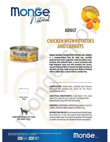 MONGE NATURAL HUHN MIT KARTOFFELN UND KAROTTEN...