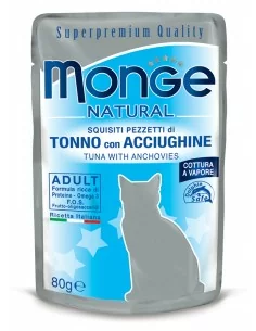 MONGE NATURAL TUŃCZYK Z ANCHOIS W GALARECIE 80G saszetka 2