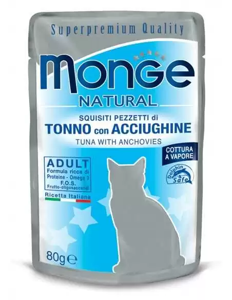MONGE NATURAL TUŃCZYK Z ANCHOIS W GALARECIE 80G saszetka