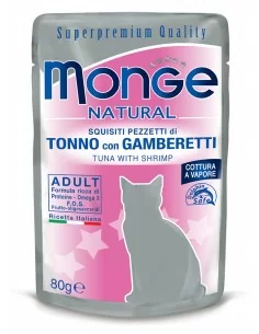 MONGE NATURAL TUŃCZYK Z KREWETKAMI W GALARECIE 80G saszetka 2