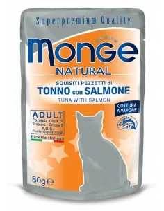 MONGE NATURAL TUŃCZYK Z ŁOSOSIEM W GALARECIE 80G saszetka 2