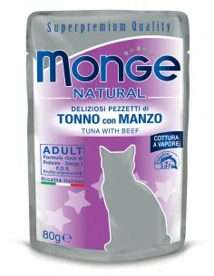 MONGE NATURAL TUŃCZYK Z WOŁOWINĄ W GALARECIE 80G saszetka 2