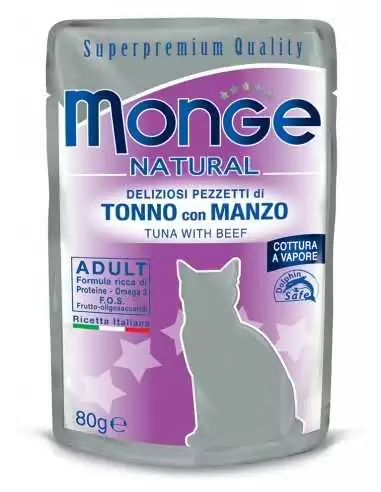 MONGE NATURAL TUNA WITH BEEF IN JELLY 80G