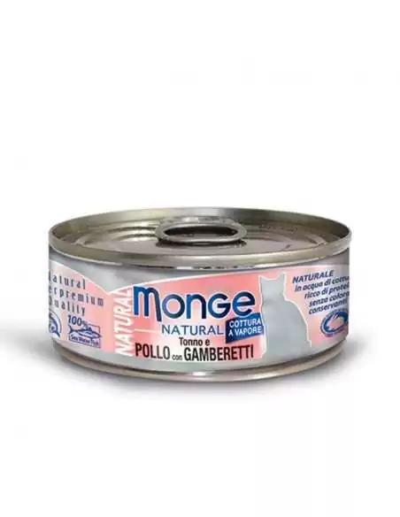 MONGE NATURAL TUŃCZYK Z KURCZAKIEM I KREWETKAMI w sosie 80G