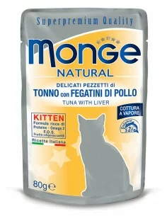 MONGE NATURAL KITTEN TUNA WITH POULTRY LIVER IN JELLY 80G
