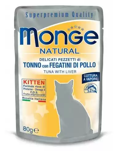 MONGE NATURAL KITTEN TUNA WITH POULTRY LIVER IN JELLY 80G