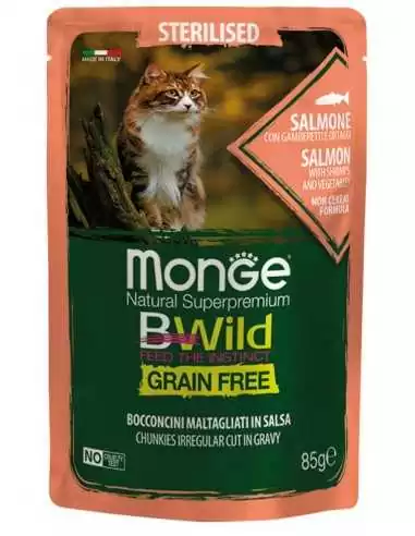 BWILD GRAIN FREE Łosoś z krewetkami i warzywami w sosie 85g