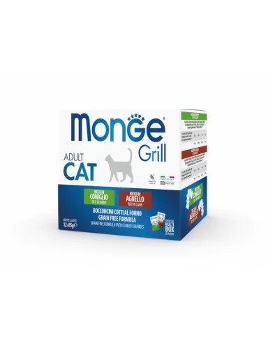 MONGE GRILL Multi Box Cat królik/jagnięcina 12x85g