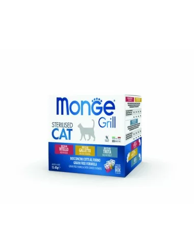 MONGE GRILL Multi Box Cat veal/cocker/trout 12x85g