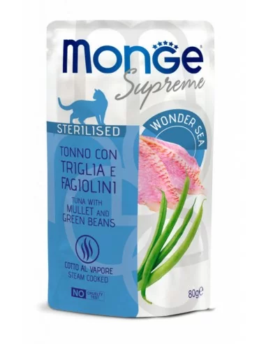 Monge Supreme sachet Sterilised Thunfisch mit Meeräsche und grünen Bohnen 80g