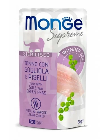 Monge Supreme sachet Sterilised Thunfisch mit Seezunge und Erbsen 80g