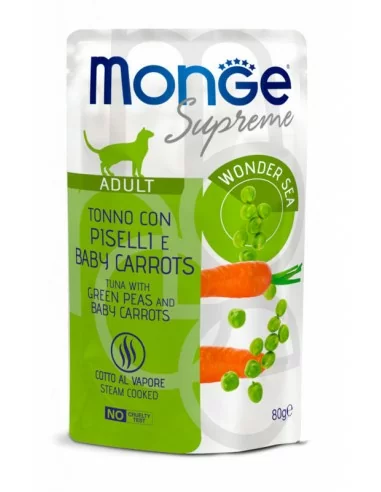 Monge Supreme sachet Adult Thunfisch mit Erbsen und Mini-Möhren 80g