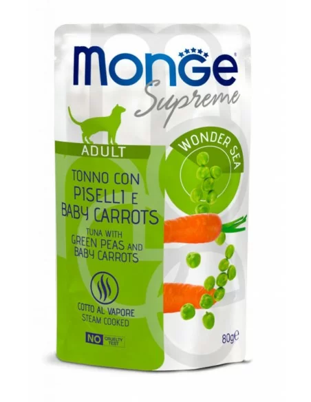 Monge Supreme sachet Adult Thunfisch mit Erbsen und Mini-Möhren 80g