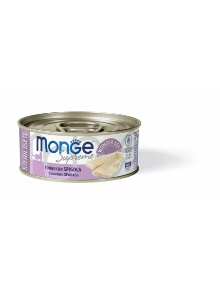 Monge Supreme can Sterilised Tuna with sea bass 80g